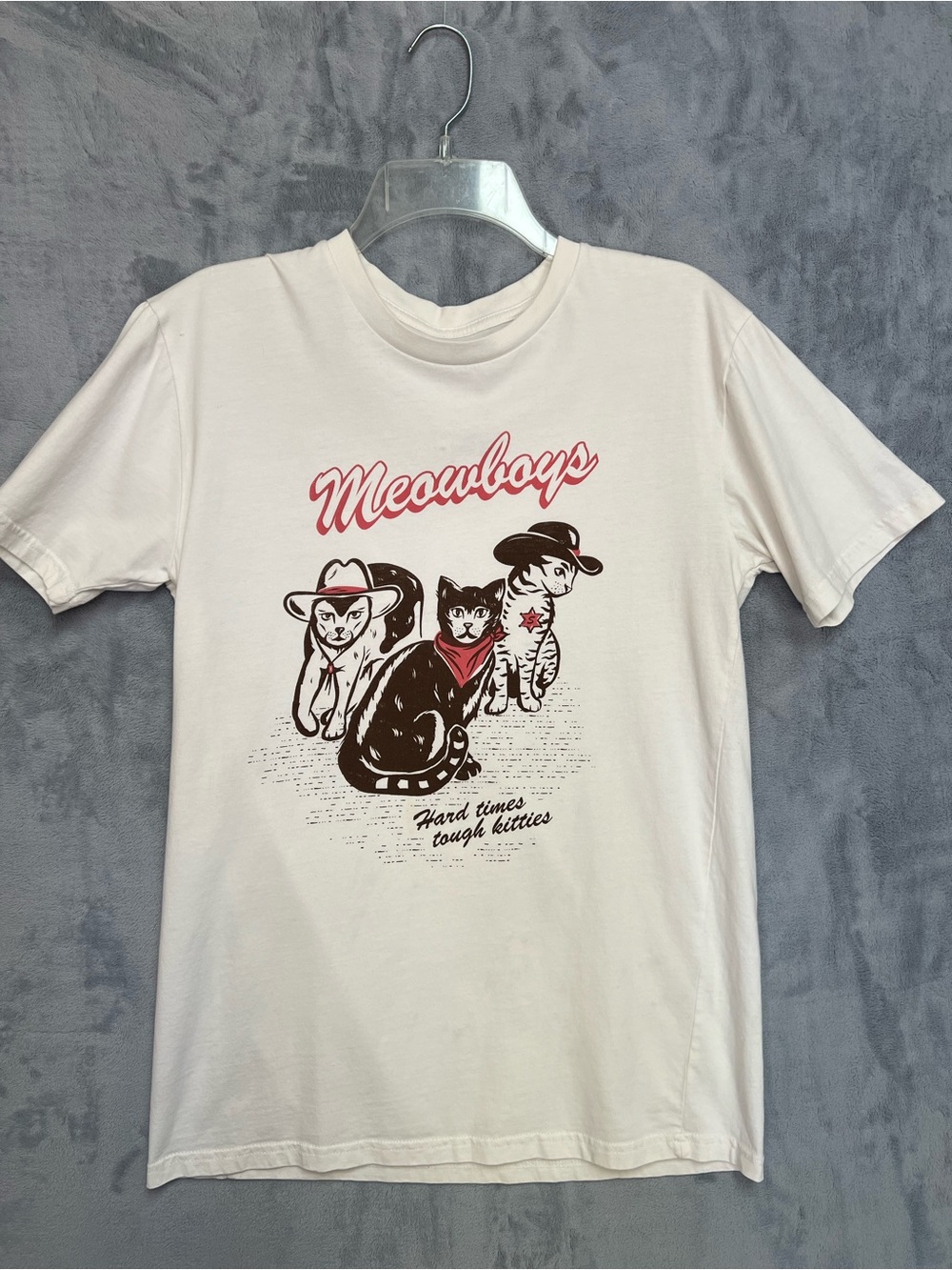 Shop Good OKC Meowboys Graphic T Shirt Cream Adult Medium M Cowboy Cats Western
